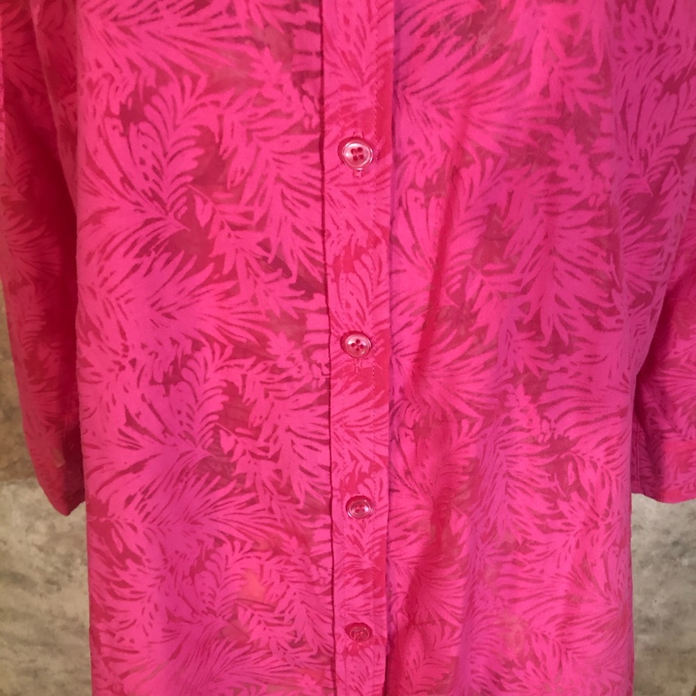 Christopher Banks 3/4 Sleeve Pink Fern Blouse - Picture 4 of 8